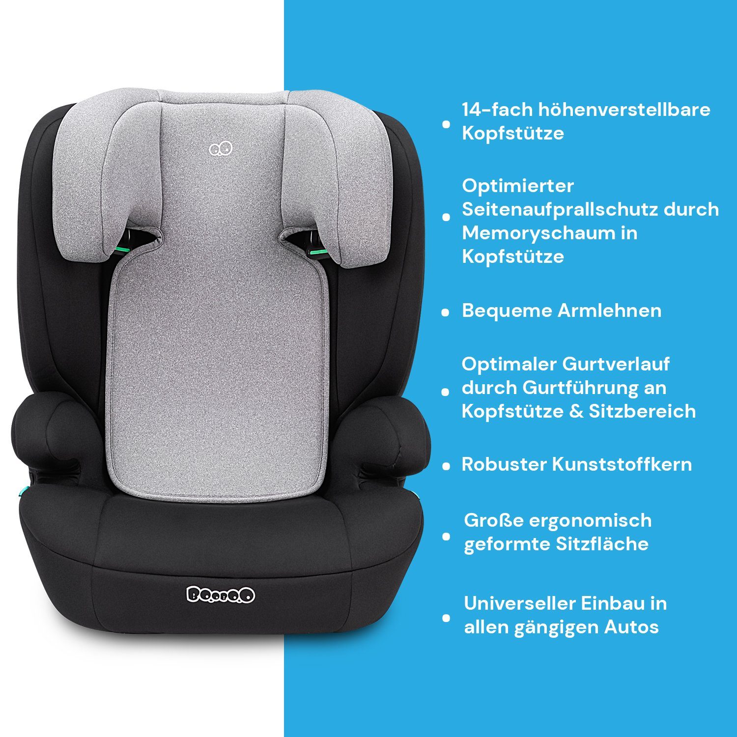 BooBoo Autokindersitz Safety Oslo, ab: 4 Jahren, bis: 12 Jahre, Kindersitz ohne Isofix, für Kinder von 100 bis 150 cm