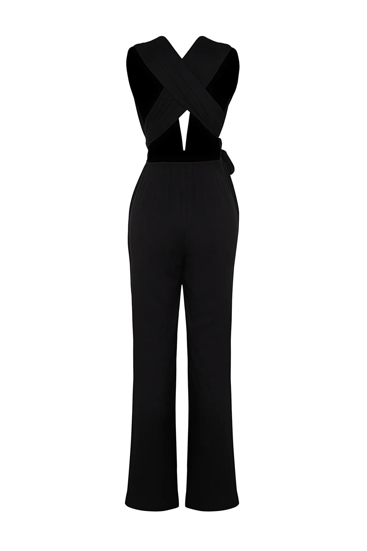 Trendyol Collection  Schwarzer gewebter Overall mit Gürtel TBESS23TU00010