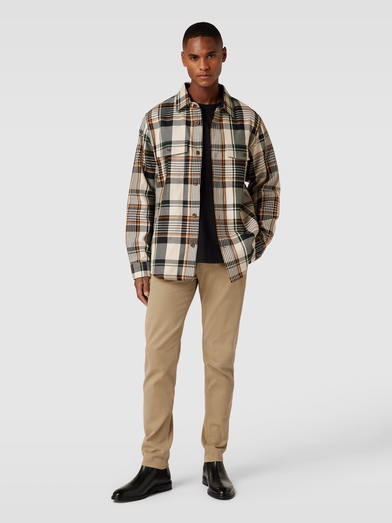 Overshirt mit Karomuster Modell 'Twill' in kitt