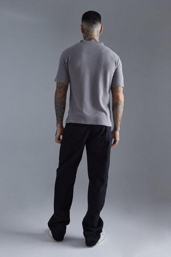 Slim-Fit Poloshirt in Waffeloptik
