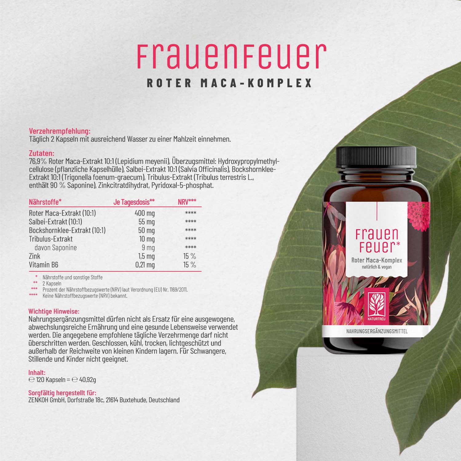 Roter Maca-Komplex - Frauenfeuer - NATURTREU®