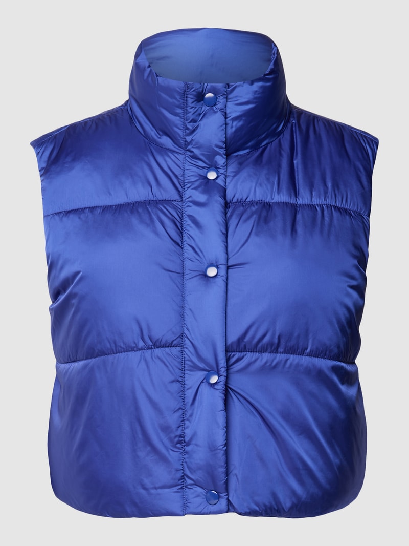 Cropped Steppweste in unifarbenem Design in royalblau