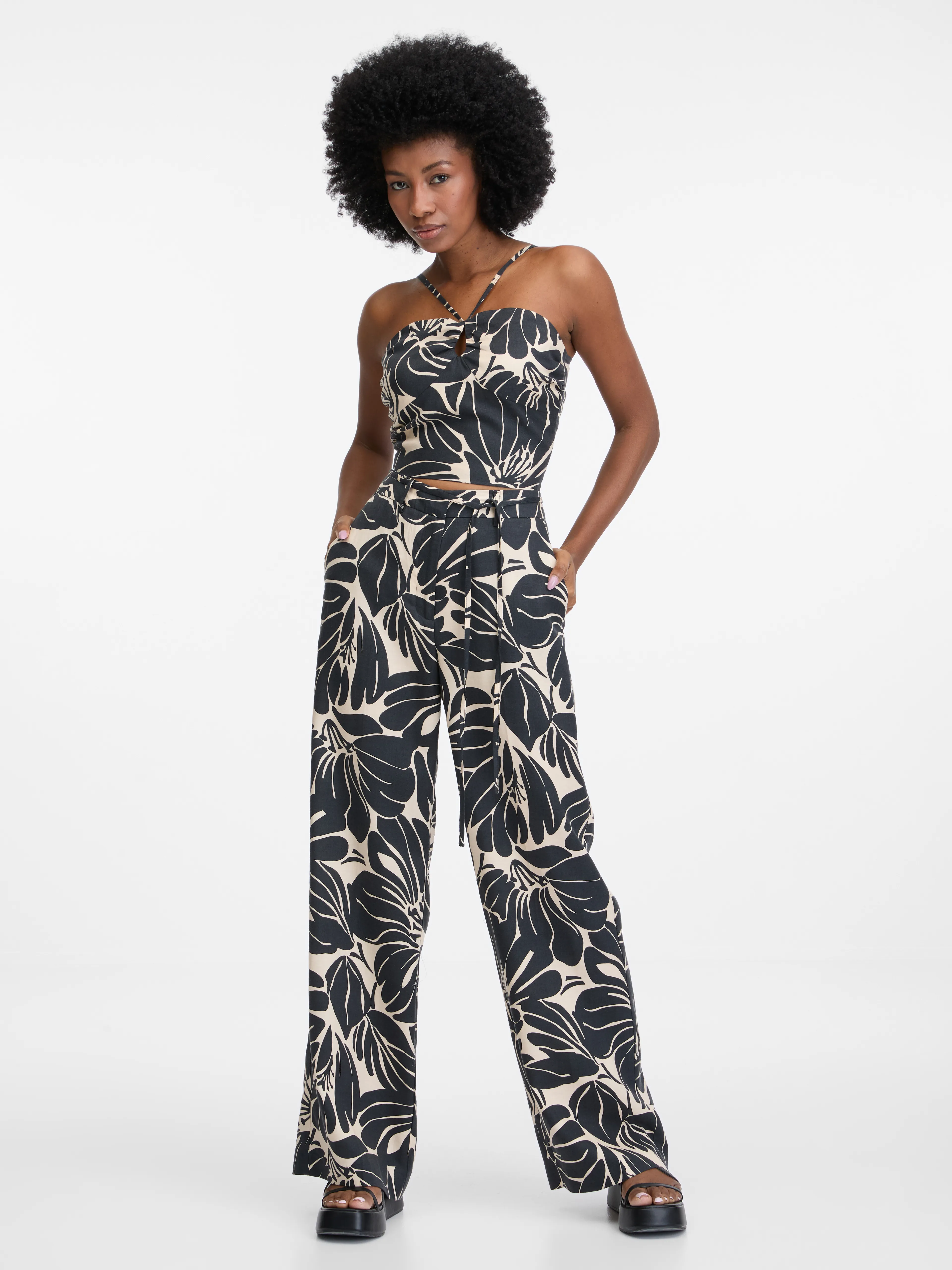 Gemusterte schwarze Damenhose ORSAY