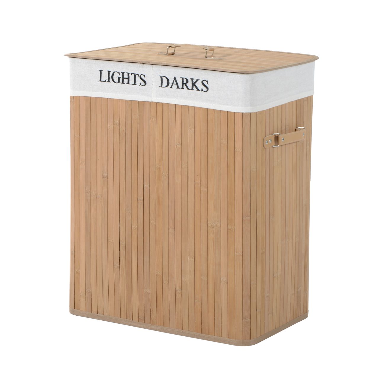 HOMCOM Wäschekorb Wäschebox Wäschesammler mit Deckel Segeltuchsack Segeltuch   Bambus Natur 100L 52 x 32 x 63 cm