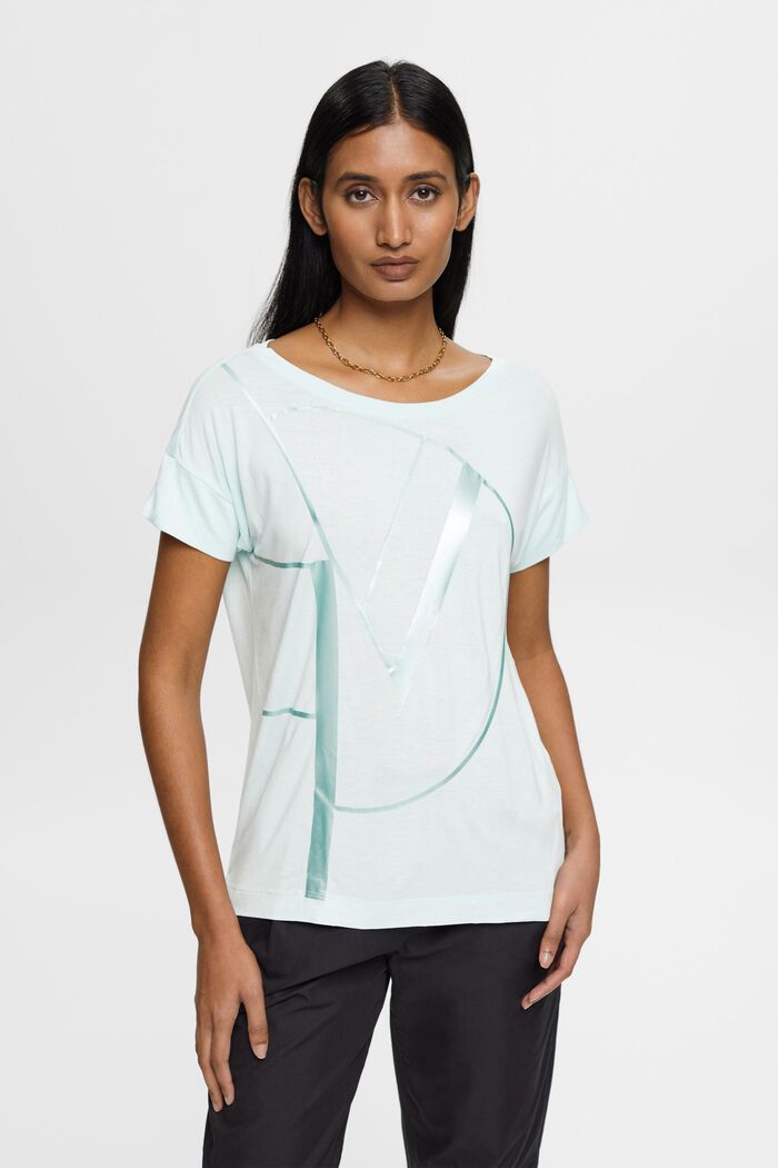 T-Shirt mit Metallic Print, LENZING™ ECOVERO™