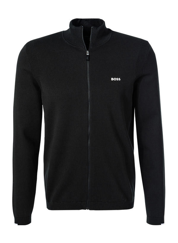 BOSS Green, Strickjacke, Baumwolle atmungsaktiv, schwarz