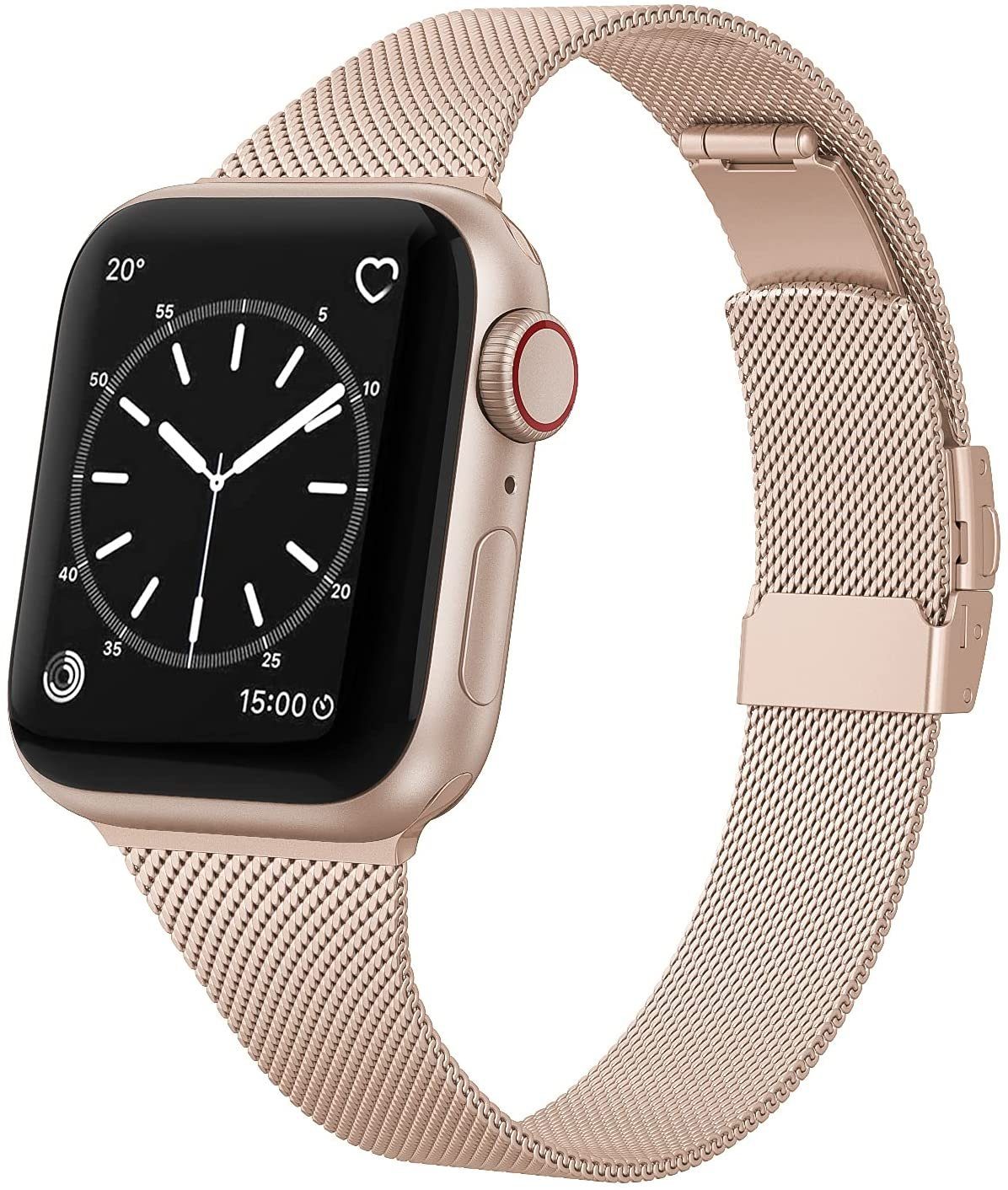 edimens Smartwatch-Armband für Apple Watch 38/40/41mm Edelstahl Metallarmband, Schlank, mode, für Damen