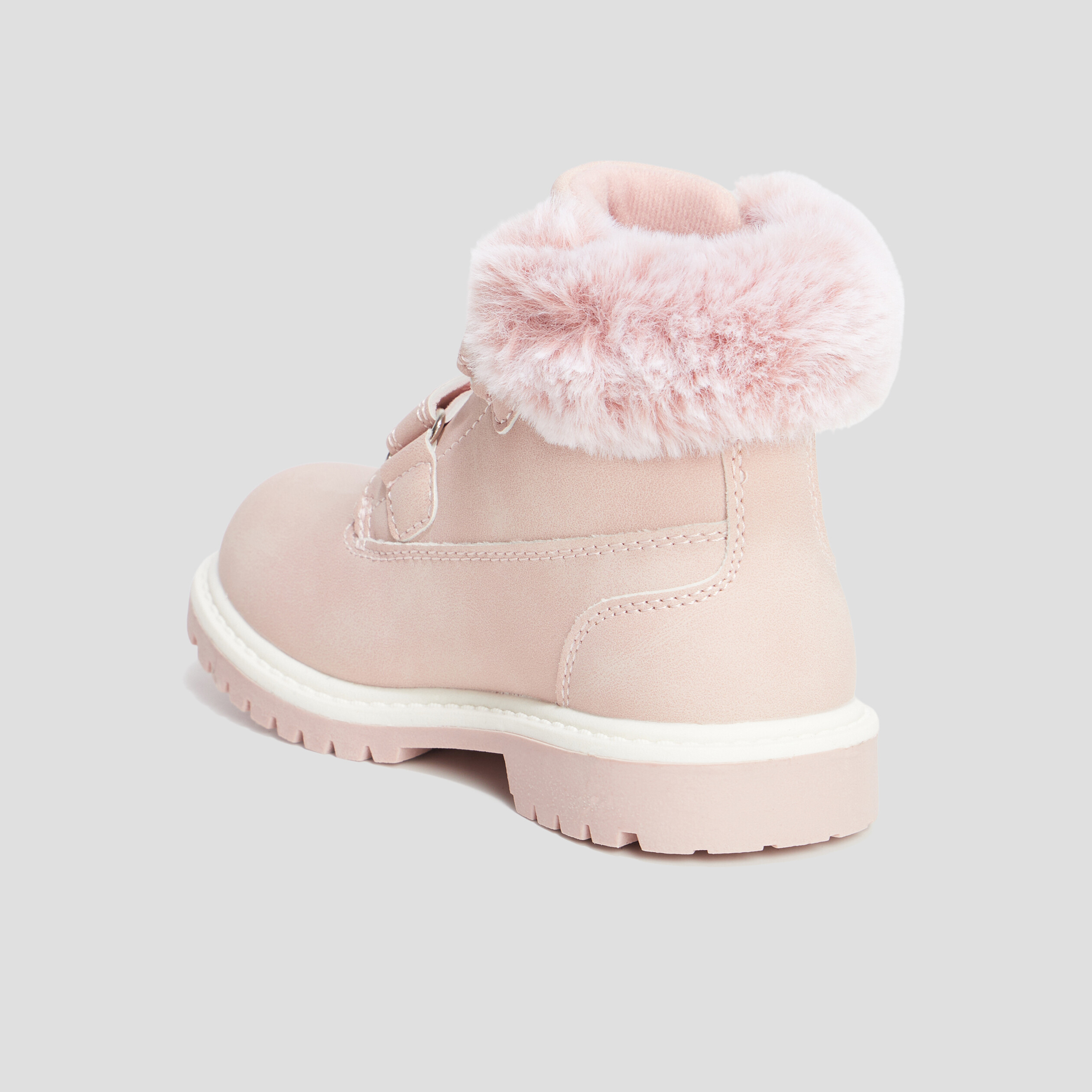 Bottines à scratchs et fourrure Trappeur rose fille | La Halle