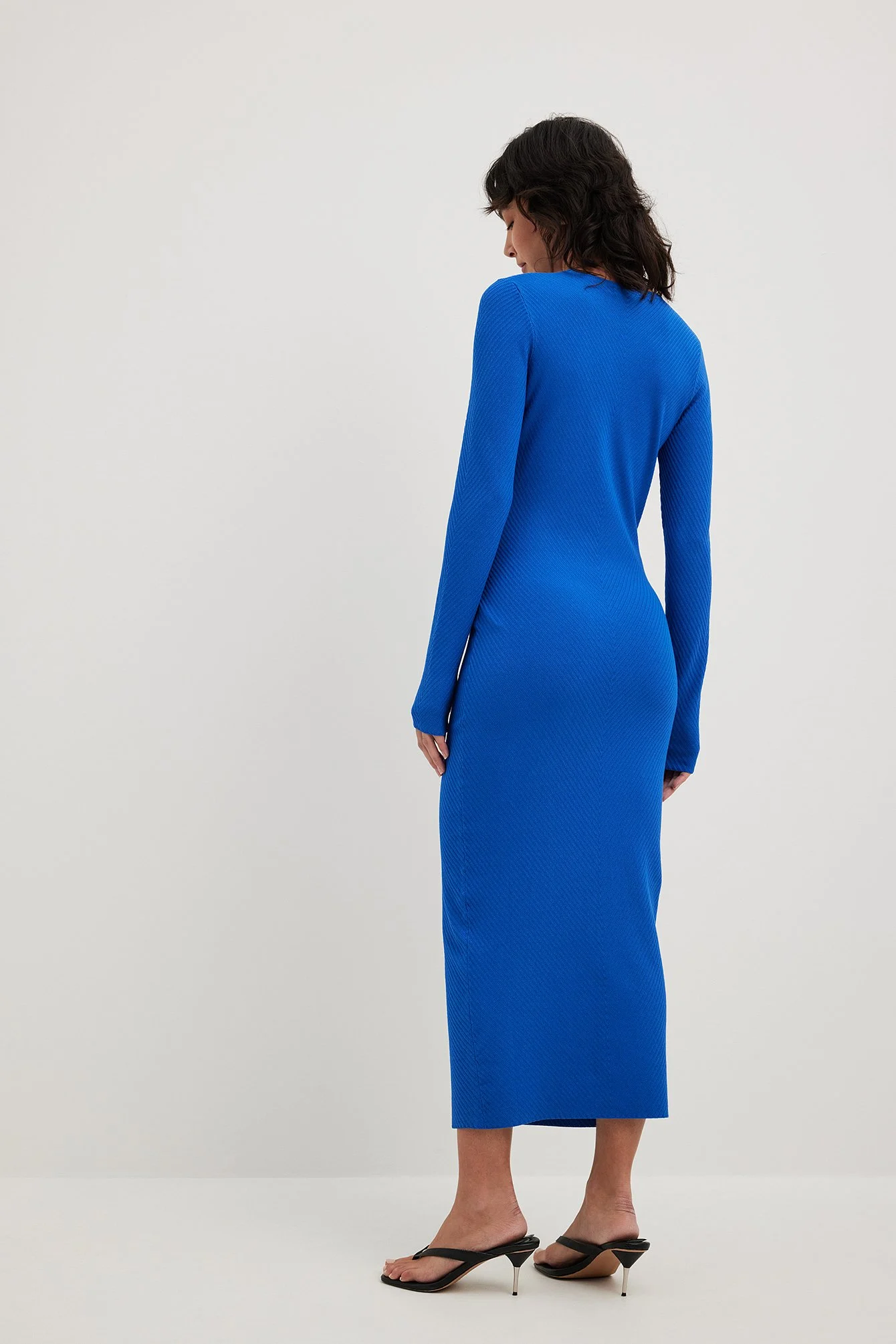 Midikleid aus Rippenstrick mit Korsettdetails