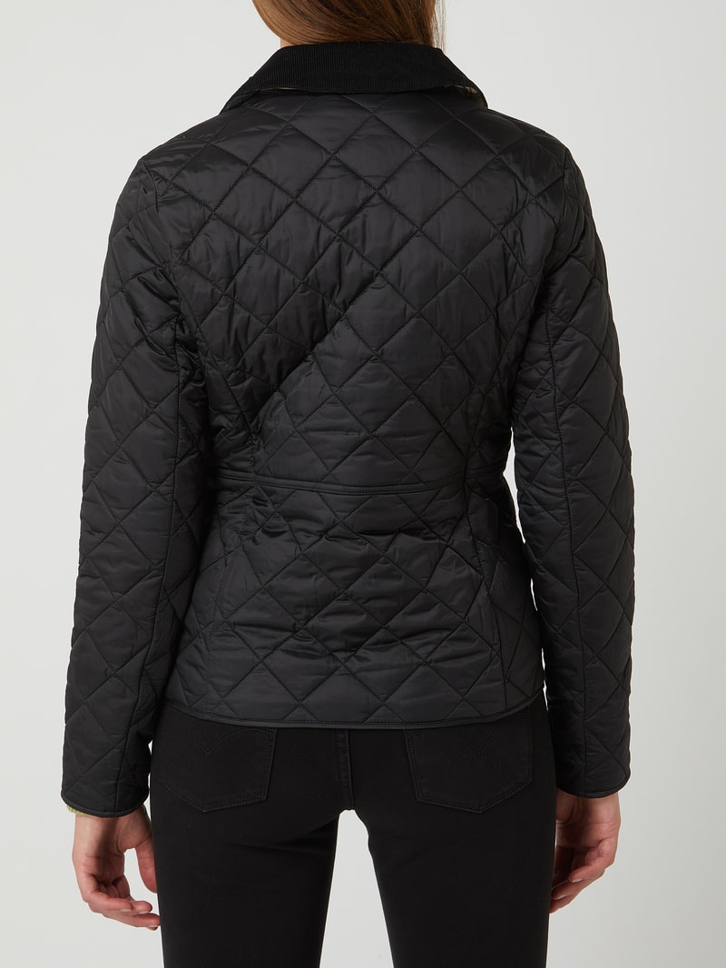 Steppjacke mit Cordkragen Modell 'Deveron' in schwarz