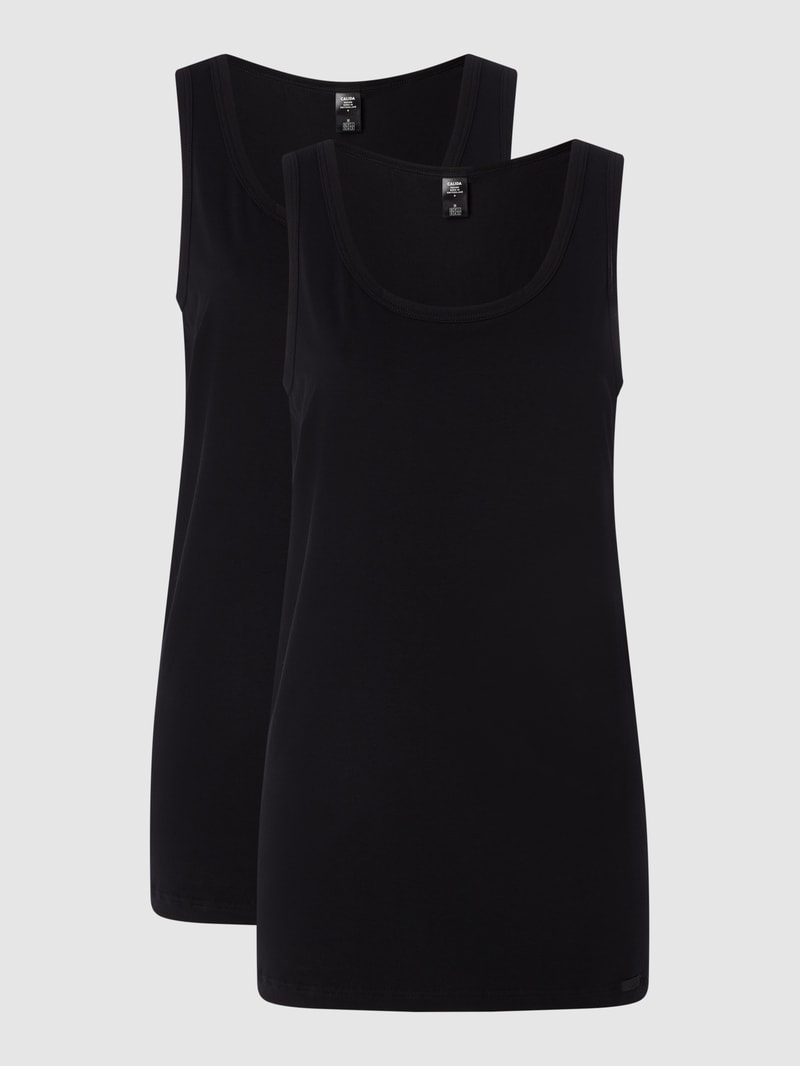 Tanktop mit Stretch-Anteil im 2er-Pack in schwarz