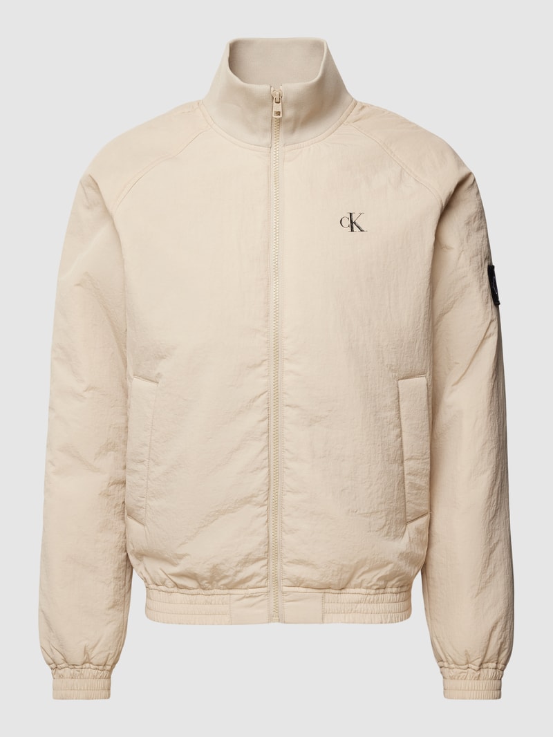 Blouson mit Logo-Print und Eingrifftaschen in beige