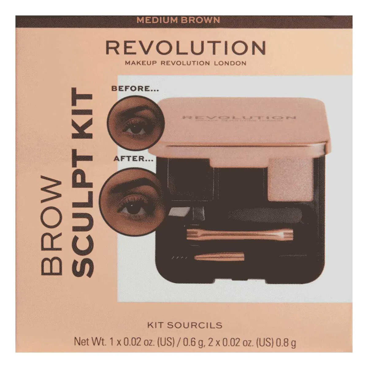 MAKEUP REVOLUTION Set za oblikovanje obrva srednje nijanse 2.4g