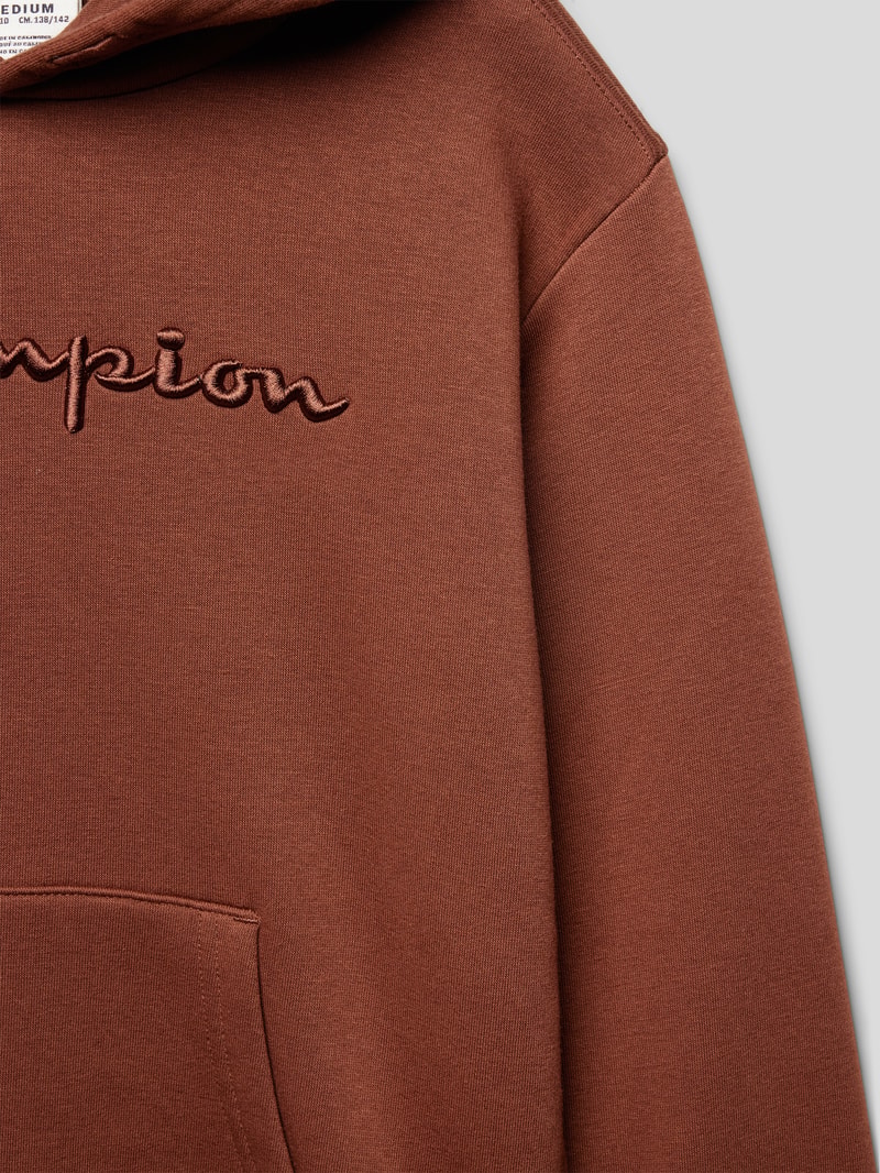 Hoodie mit Label-Stitching Modell 'Rochester' in mittelbraun