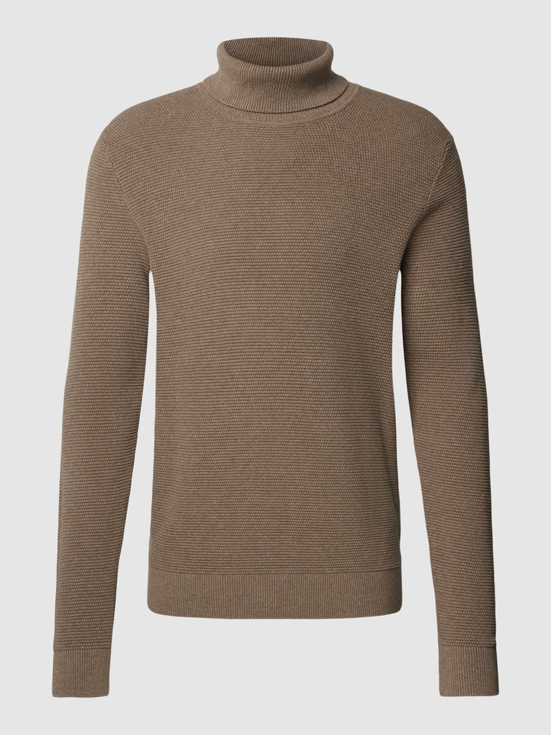 Strickpullover mit Rollkragen in stein meliert