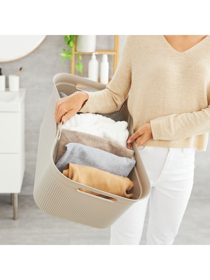 Rotho Brisen Wäschekiste 40l mit 4 Griffen in Cappuccino günstig kaufen onesize