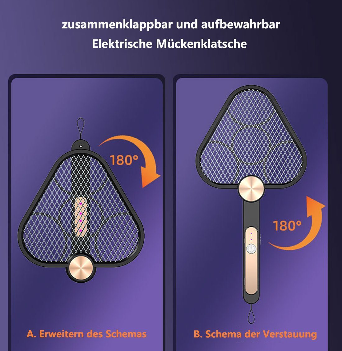 YOOdy~ Fliegenklatsche Elektrisch Mückenklatsche tragbar mückenfalle Moskito-Killer Camping