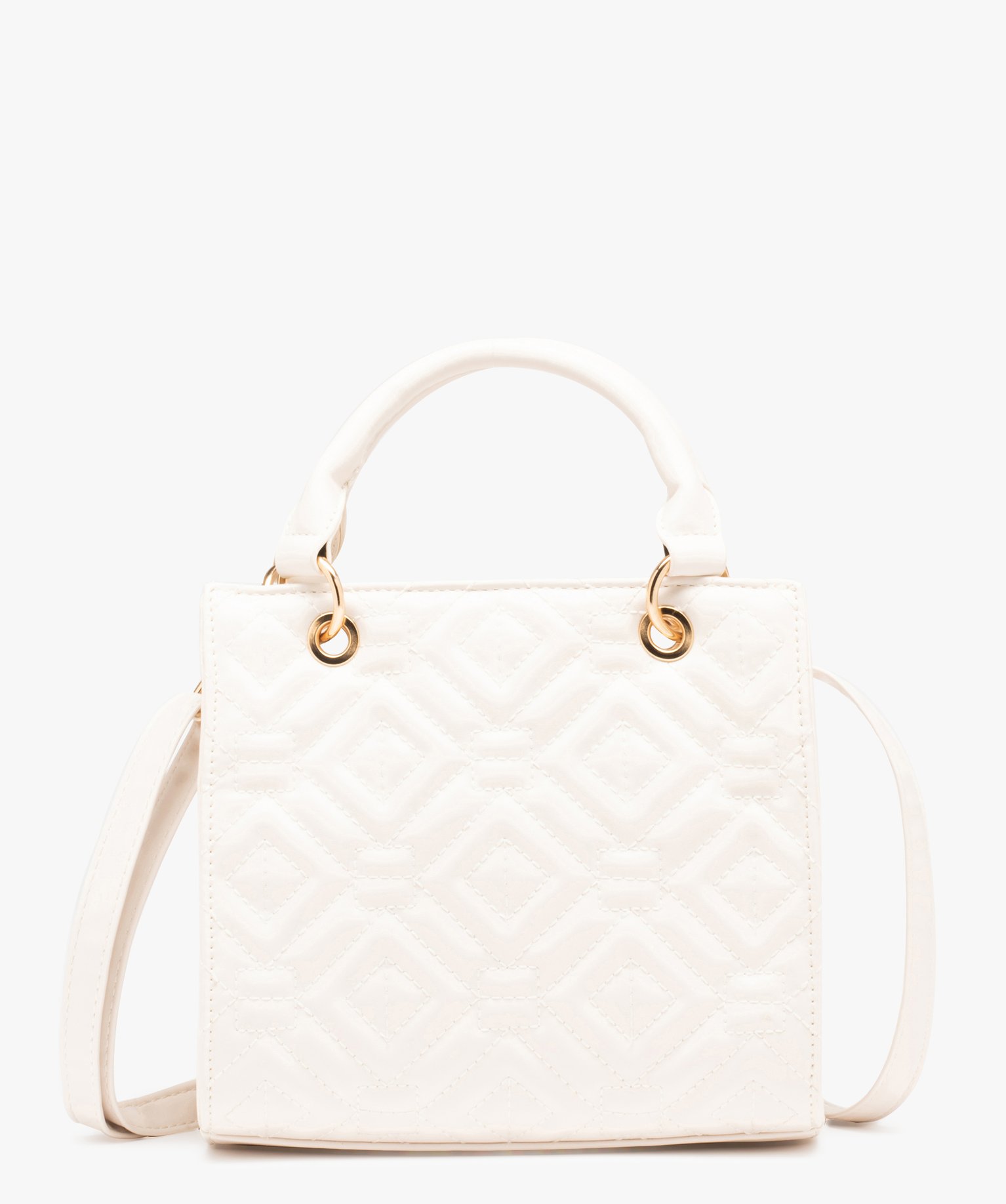 Sac à main femme à motif matelassé graphique blanc | GEMO
