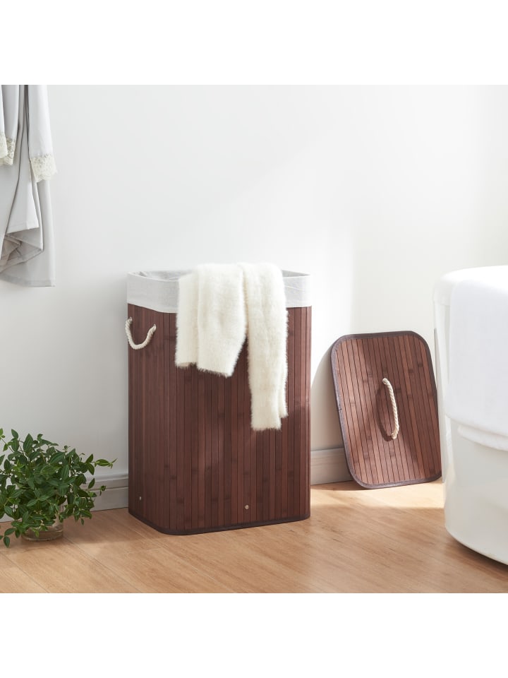 en.casa Wäschekorb Salla in Braun (H)60cm (B)40cm (T)30cm (V)72l günstig kaufen onesize