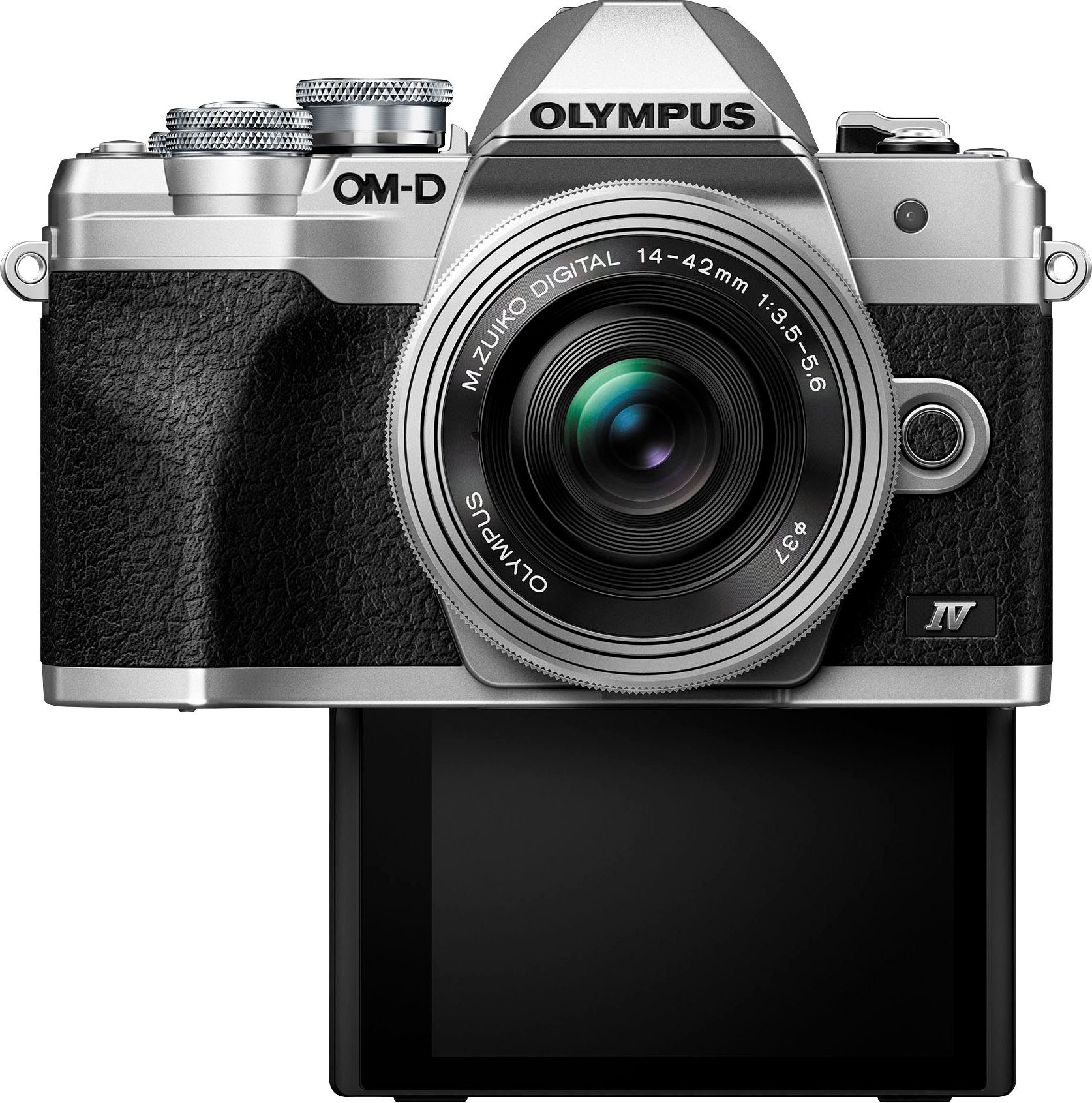 Olympus E-M10 Mark IV Systemkamera (M.Zuiko Digital ED 14‑42mm F3,5-5,6 EZ Pancake, 20,3 MP, Bluetooth, WLAN (WiFi), +BLS-50, F-5AC USB-AC Adapter, USB cable, Shoulder Strap)