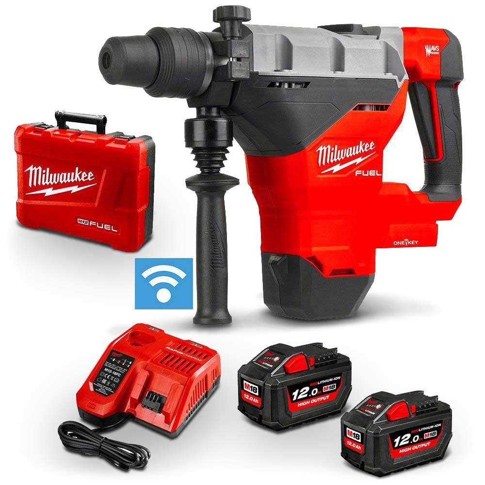 MILWAUKEE 18V FUEL™ 2 x 12.0Ah 44mm SDS Max Rotary Hammer Kit M18FHM-122C