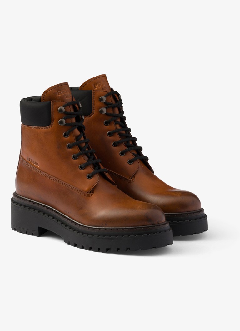 Prada  Re-Nylon veterboot van leer
