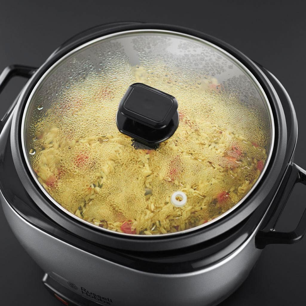 RUSSELL HOBBS Reiskocher 23570-56 MaxiCook, 1000 W, groß: 2,5 l, antihaftbeschitet, inkl. Dampfkorb, Reislöffel&Messbecher
