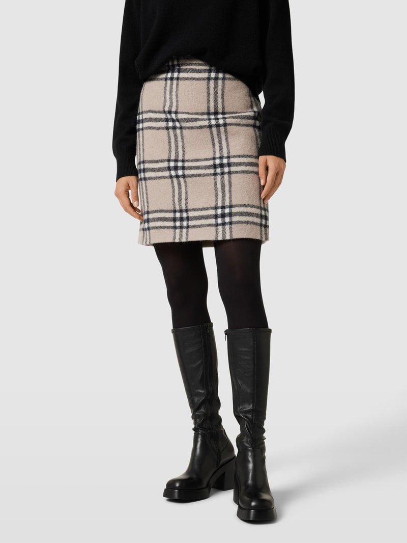 Minirock mit Tartan-Karo in camel
