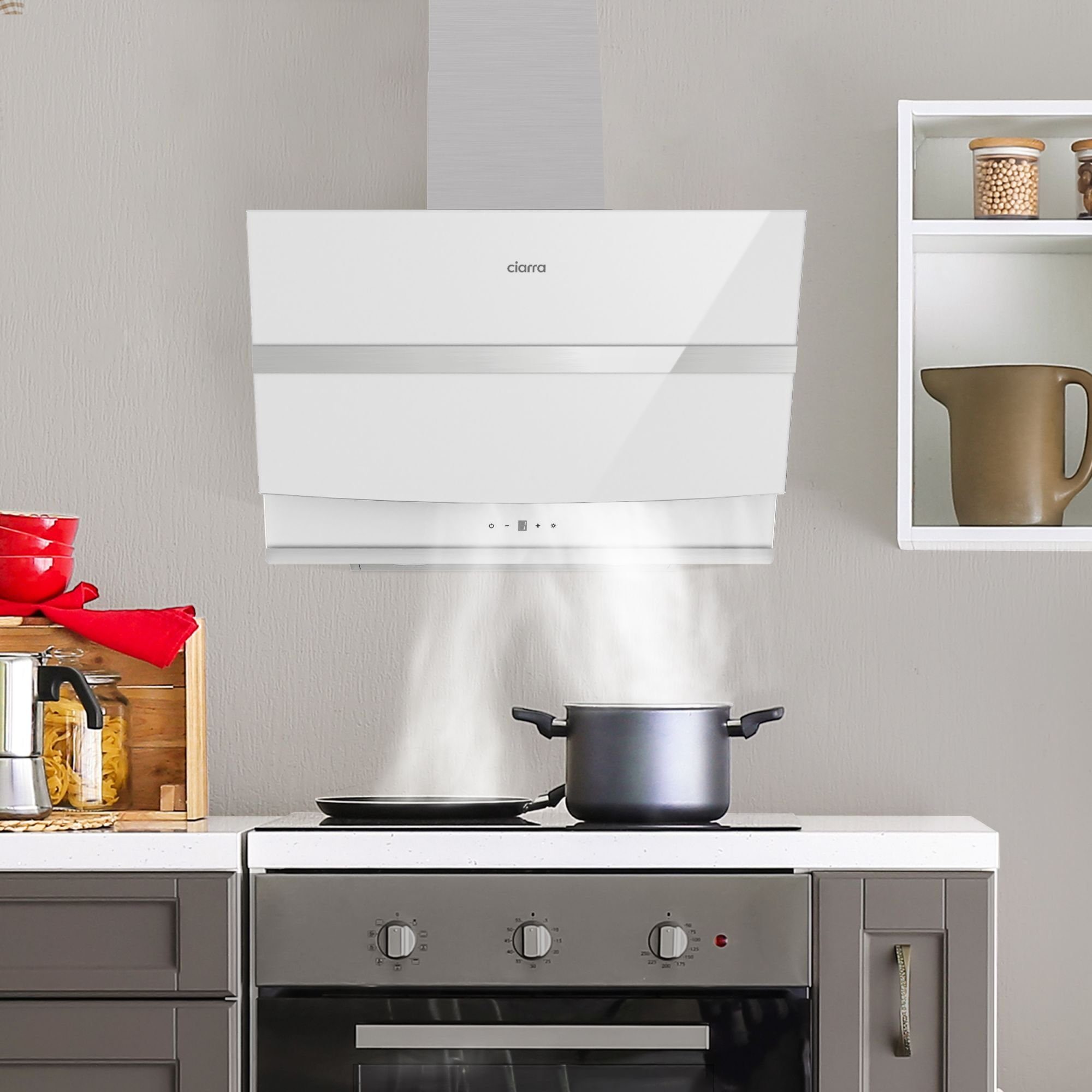CIARRA Kopffreihaube VM6736NW, A+++ 650m³/h Dunstabzugshaube 60cm WIFI + APP & Touch Control Booster