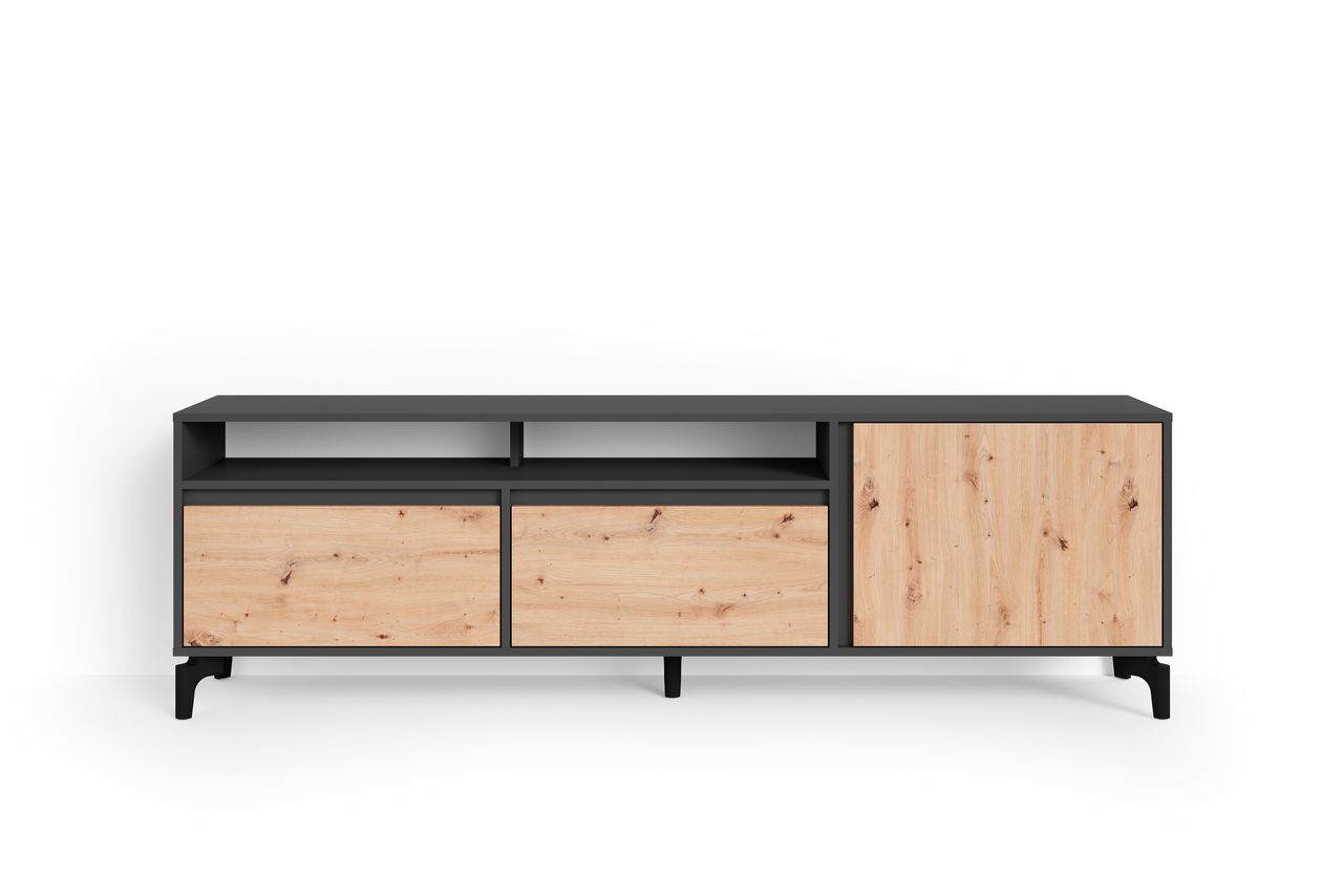 byLiving BLACKWOOD TV-Board, Breite 190 cm, anthrazit, Eiche-Optik