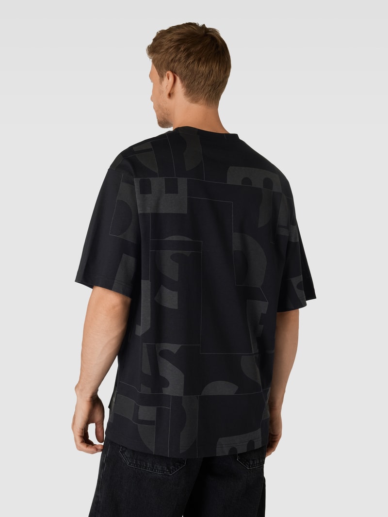 T-Shirt mit Statement-Print Modell 'Timono Lotus' in schwarz