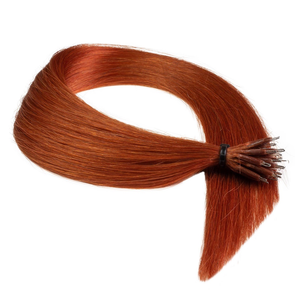hair2heart Extensions à froid Nanoring Premium cheveux naturels #130 Rouge cuivré 0.5g extensions