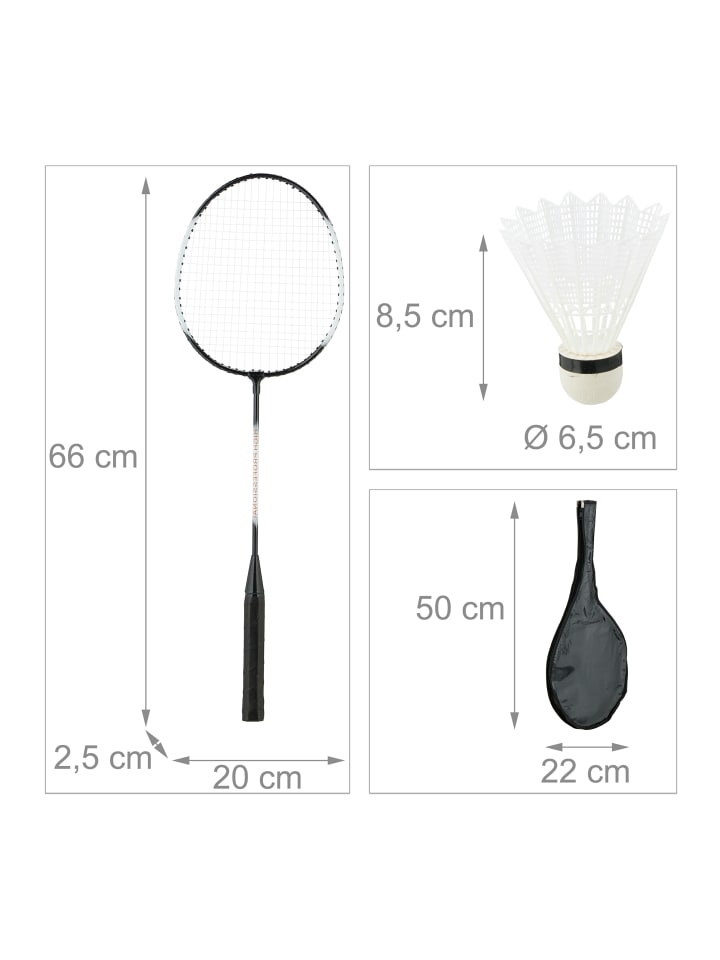 relaxdays 13-tlg. Badminton-Set in Schwarz/ Weiß günstig kaufen onesize