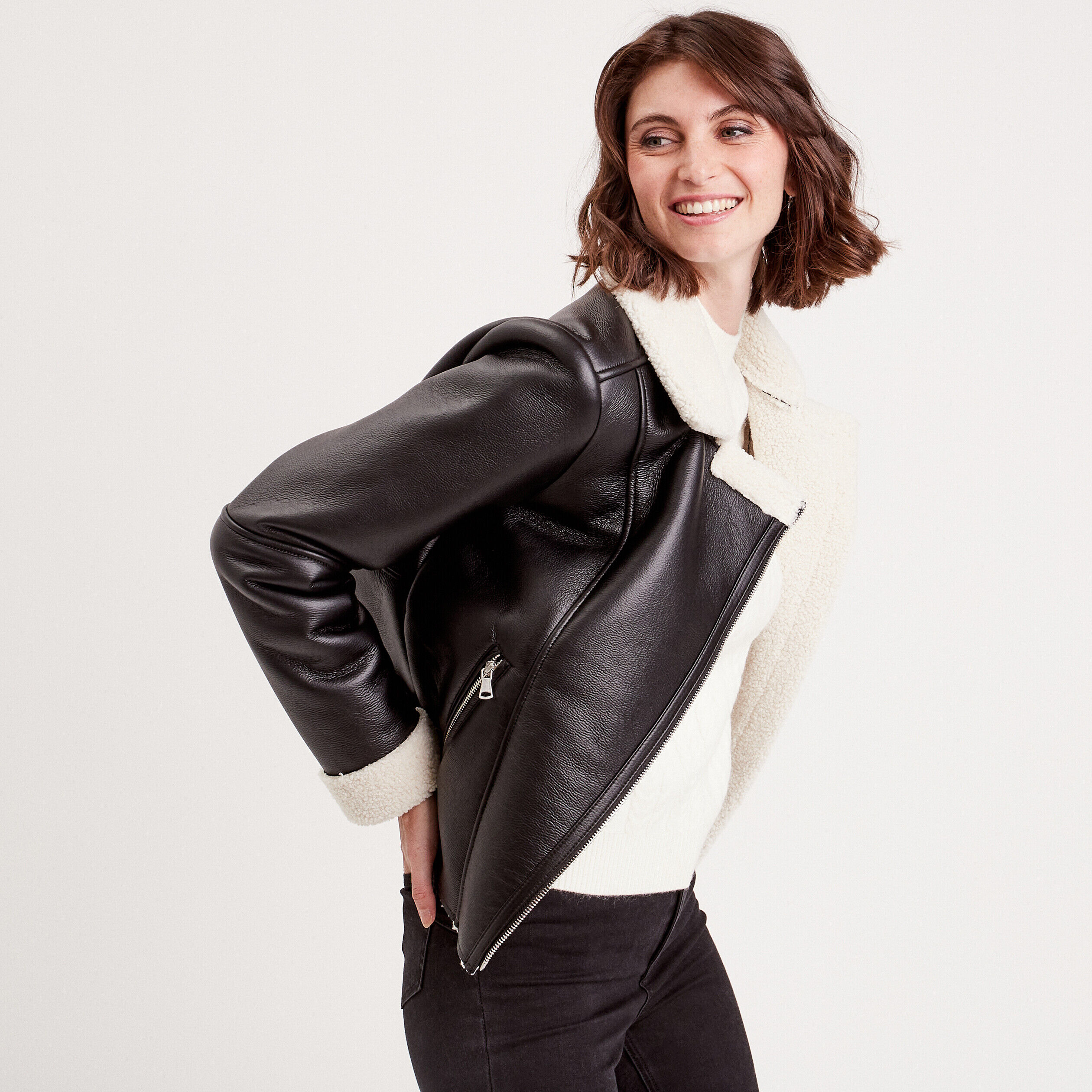 Veste ajustée simili cuir noir femme | Cache Cache