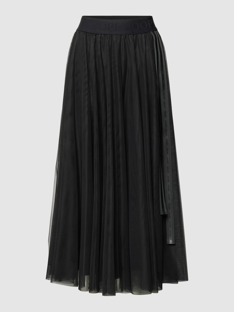 Faltenrock mit Label-Detail Modell 'FRIDI' in schwarz