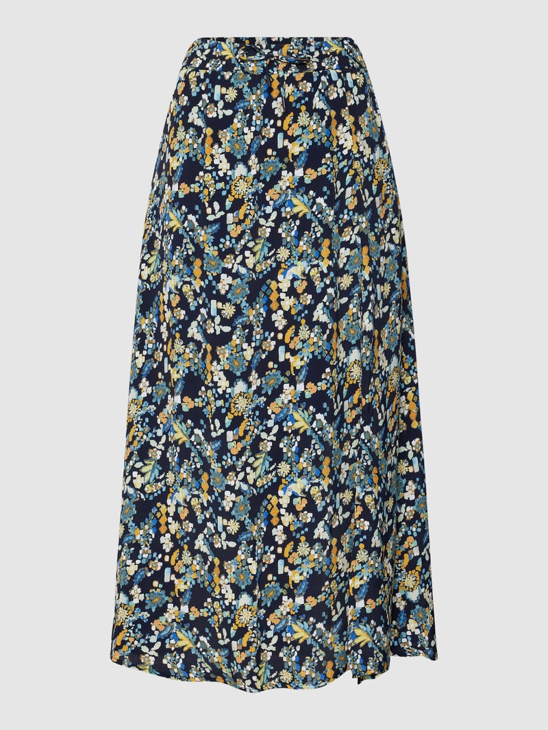 Maxirock mit Allover-Muster Modell 'Blurry' in marineblau