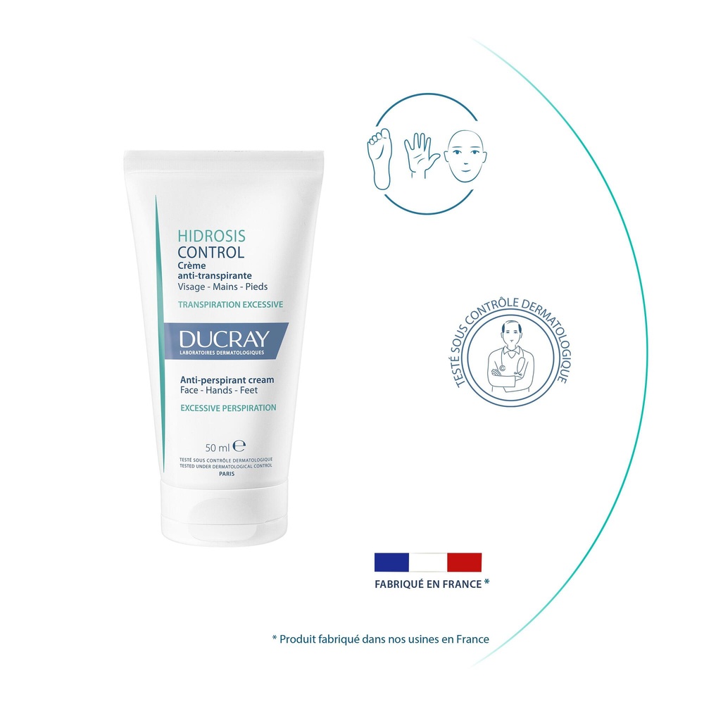 Ducray Hidrosis Control Crème multizone visagemain pieds Crème Anti-Transpiration