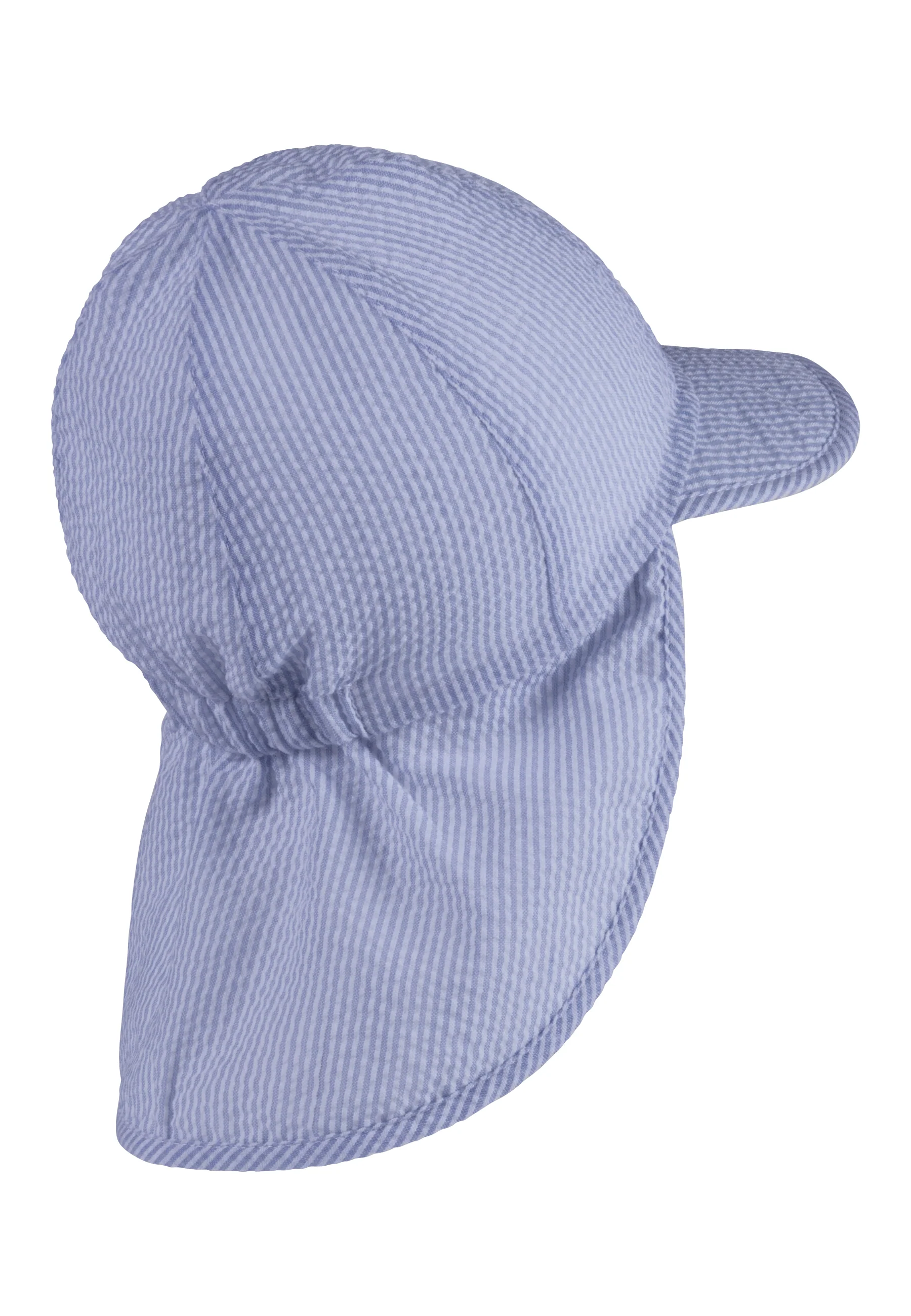 Schirmmütze mit Nackenschutz gestreift in himmelblau