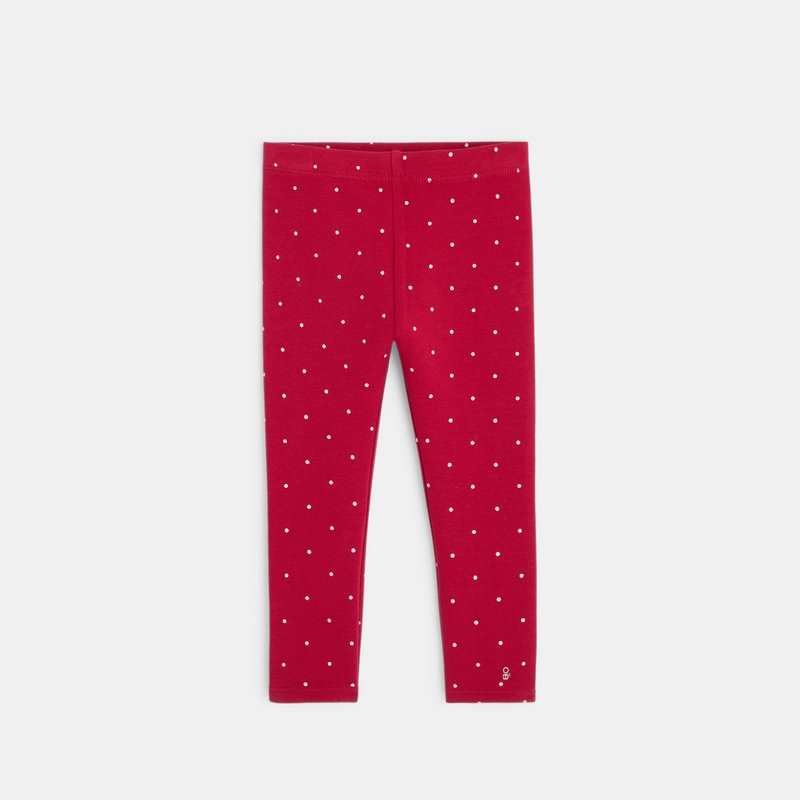 Legging molleton bio imprimé pois rose bébé fille