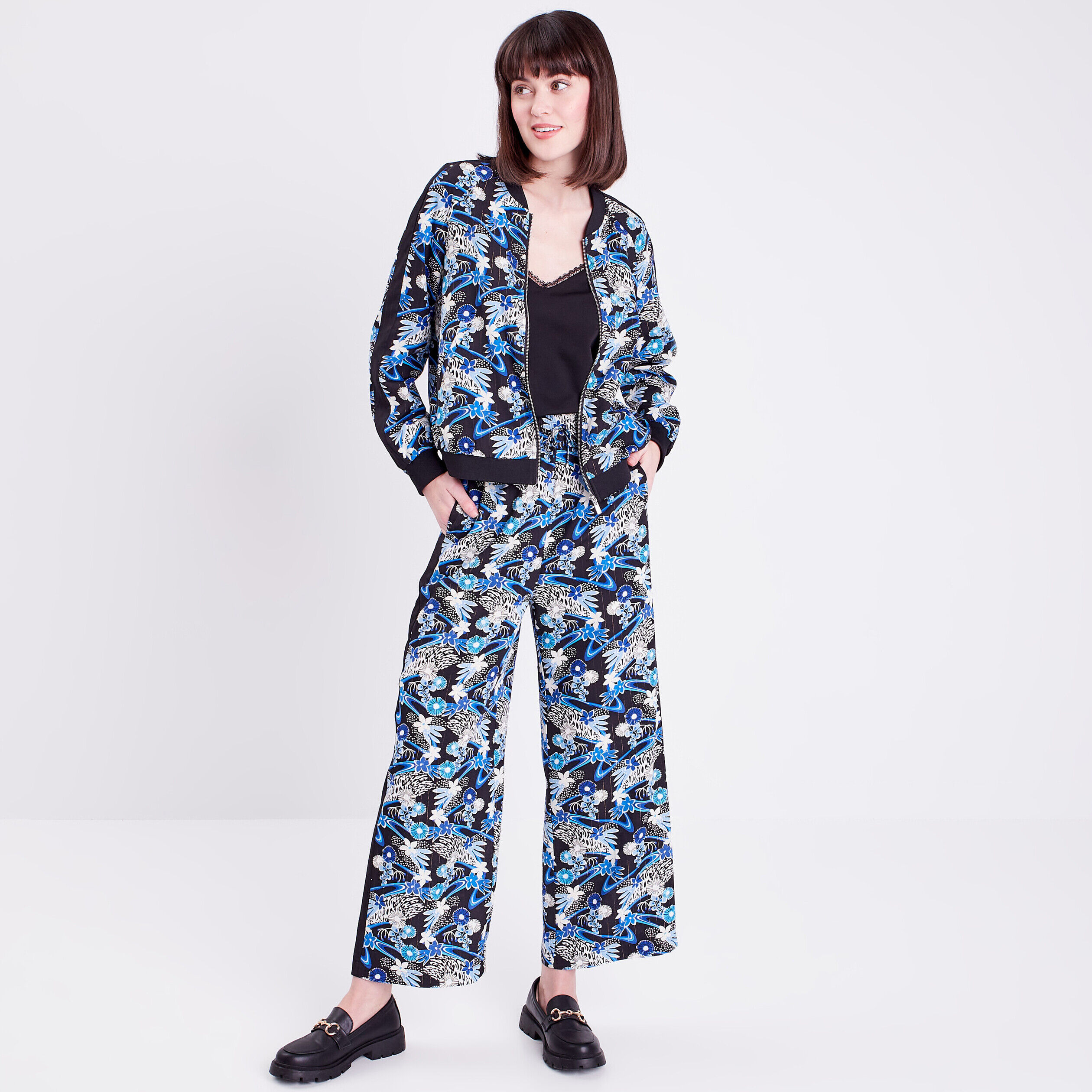Pantalon large fluide noir femme | Cache Cache