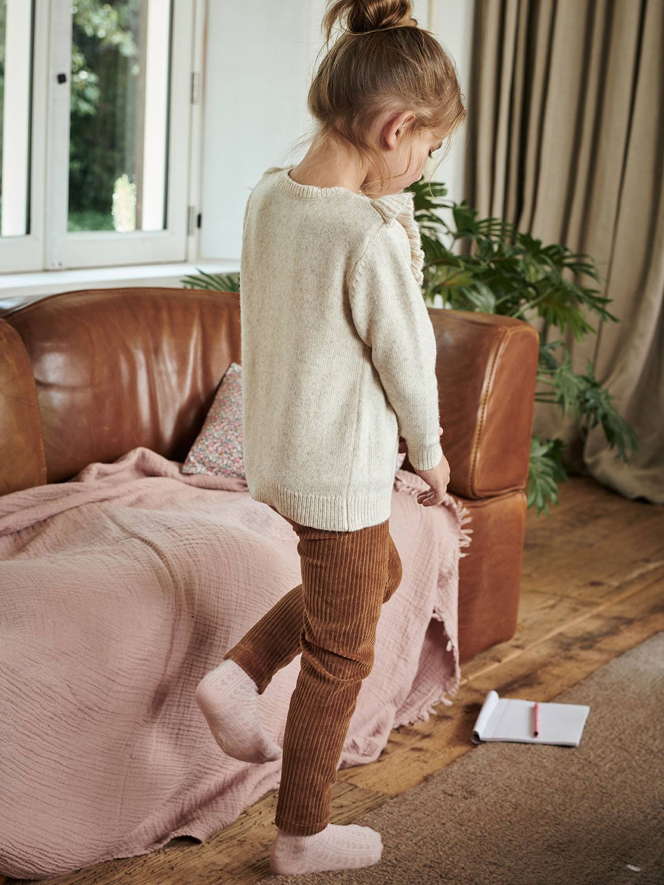 Legging velours fille camel