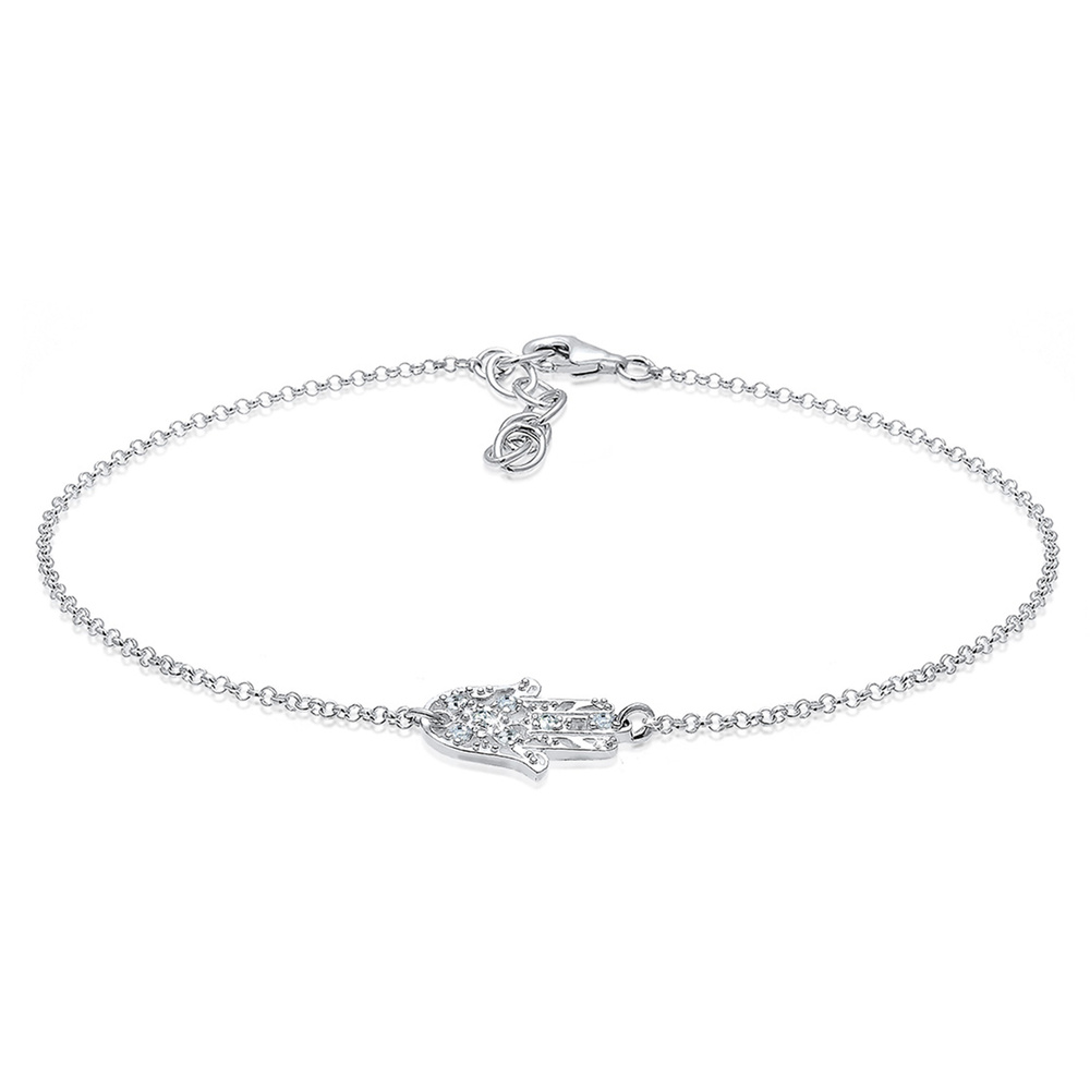 Elli Elli Bracelet de Cheville Symbol Hand der Fatima Kristalle 925 Silber Bijoux