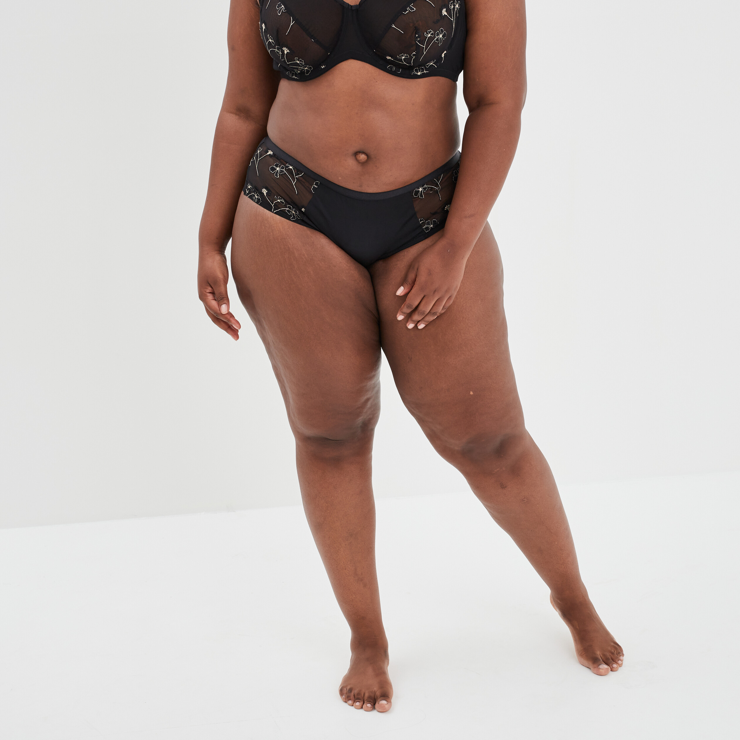 Shorty avec borderie noir femme grande taille | La Halle