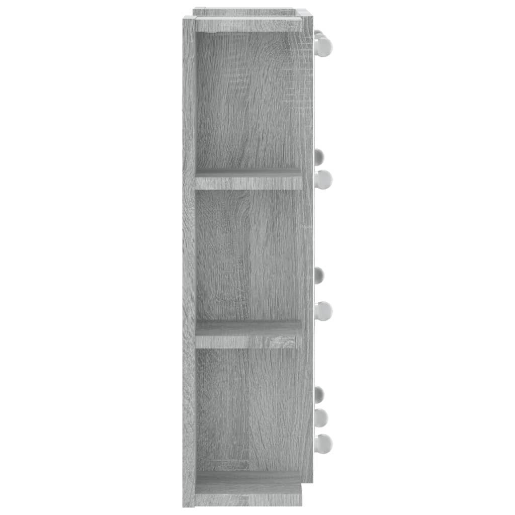vidaXL Badezimmerspiegelschrank Spiegelschrank mit LED Grau Sonoma 70x16,5x60 cm (1-St)