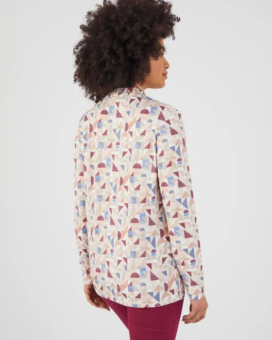 Tee-shirt volanté toucher peau de pêche, manches longues