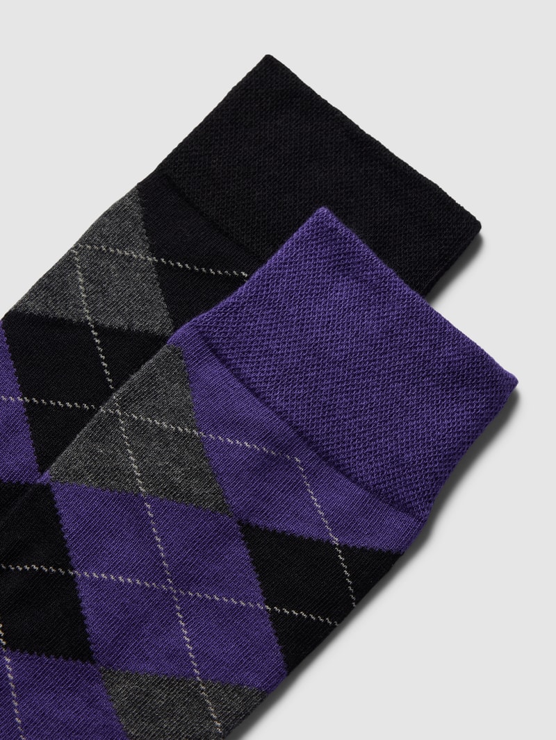 Socken mit Karomuster im 2er-Pack in lila
