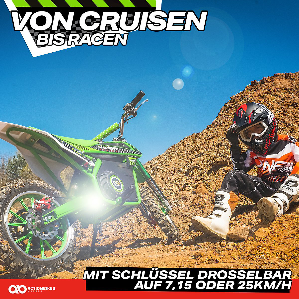 Kinder Elektromotorrad Crossbike Viper - 1000 Watt 36 Volt Elektromotor