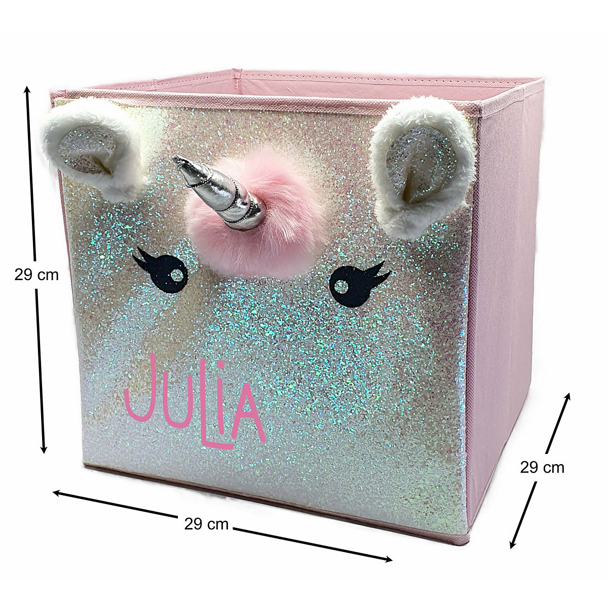 Aufbewahrungsbox personalisiert mit Name Einhorn Klappbar