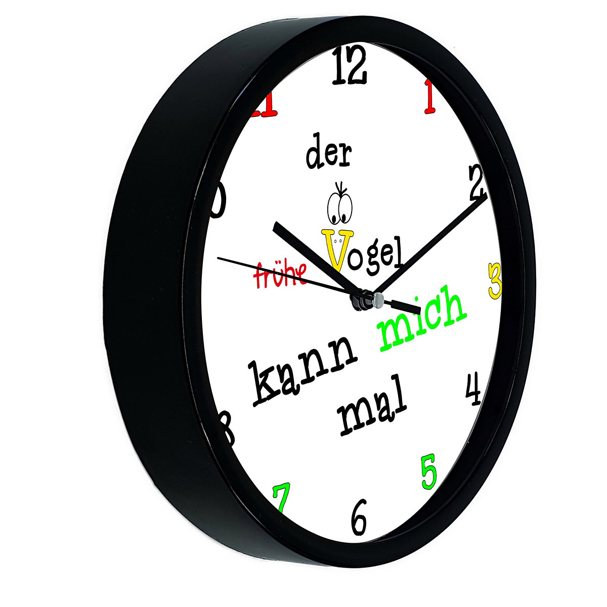 Kinder Wanduhr personalisiert mit Name der frühe Vogel kann mich mal