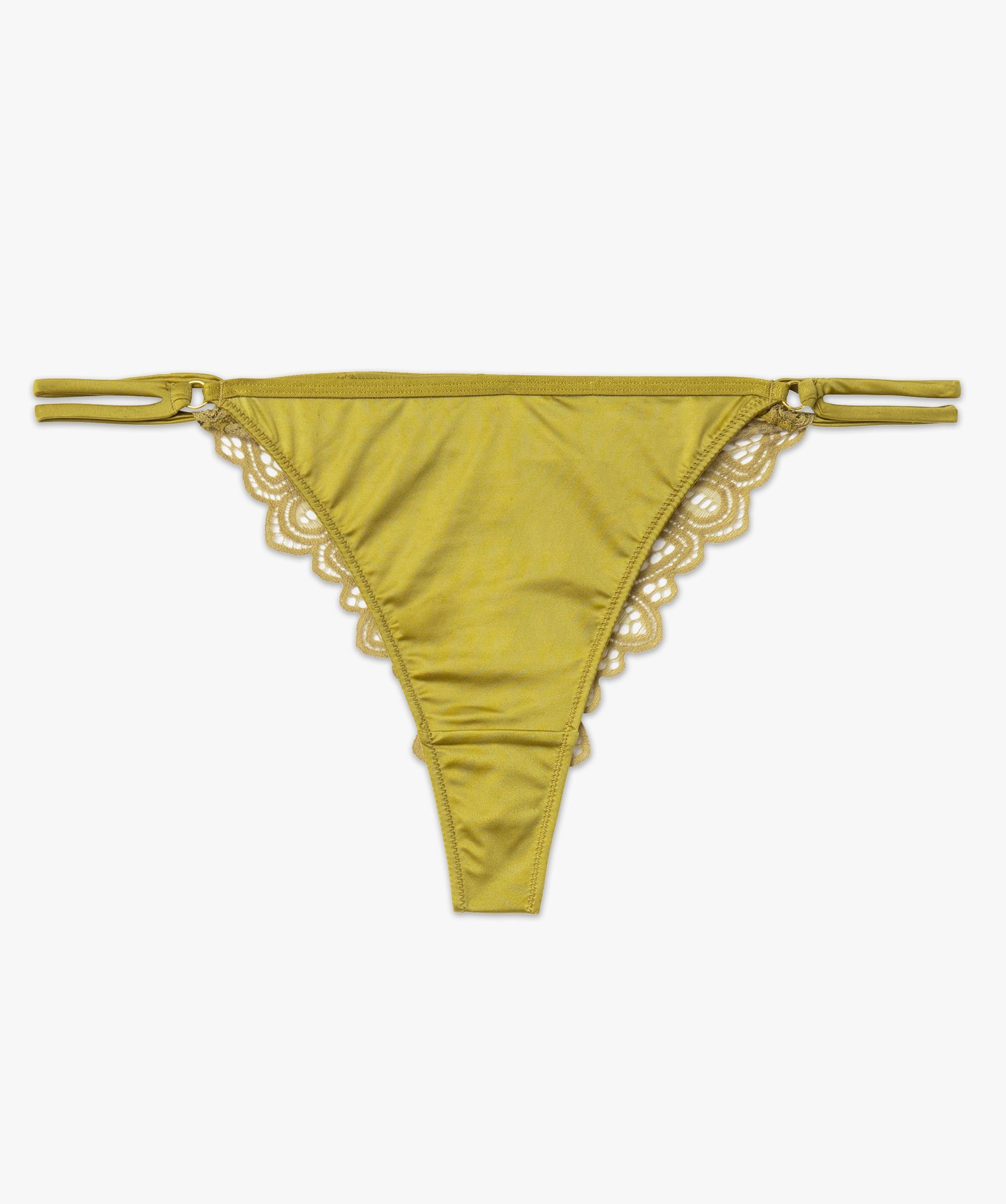 Tanga en microfibre et dentelle femme vert | GEMO